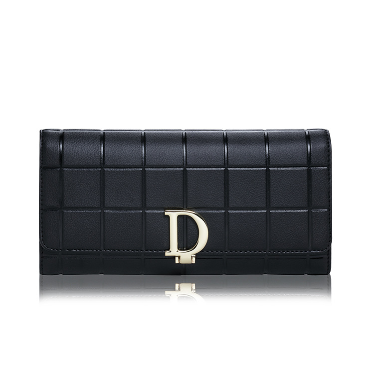 Plaid leather wallet "D" lock